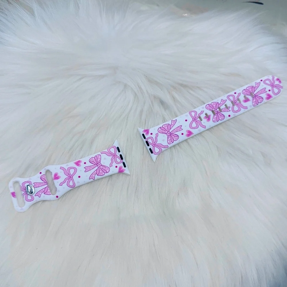 New Pink Bows Design Watch Band For Apple Watch 38mm / 40mm / 41mm